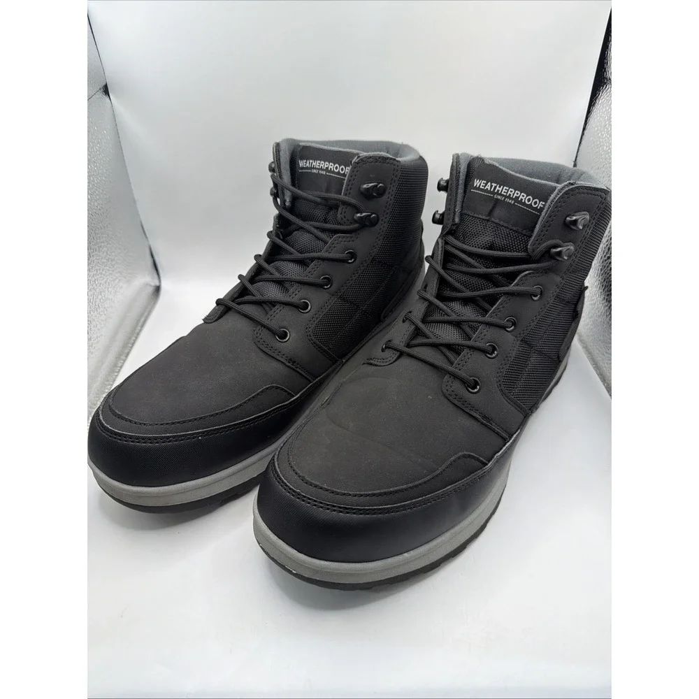 Weatherproof Jenkins Mens Size 13 Black Hiking Casual Boots Memory Foam 1899638